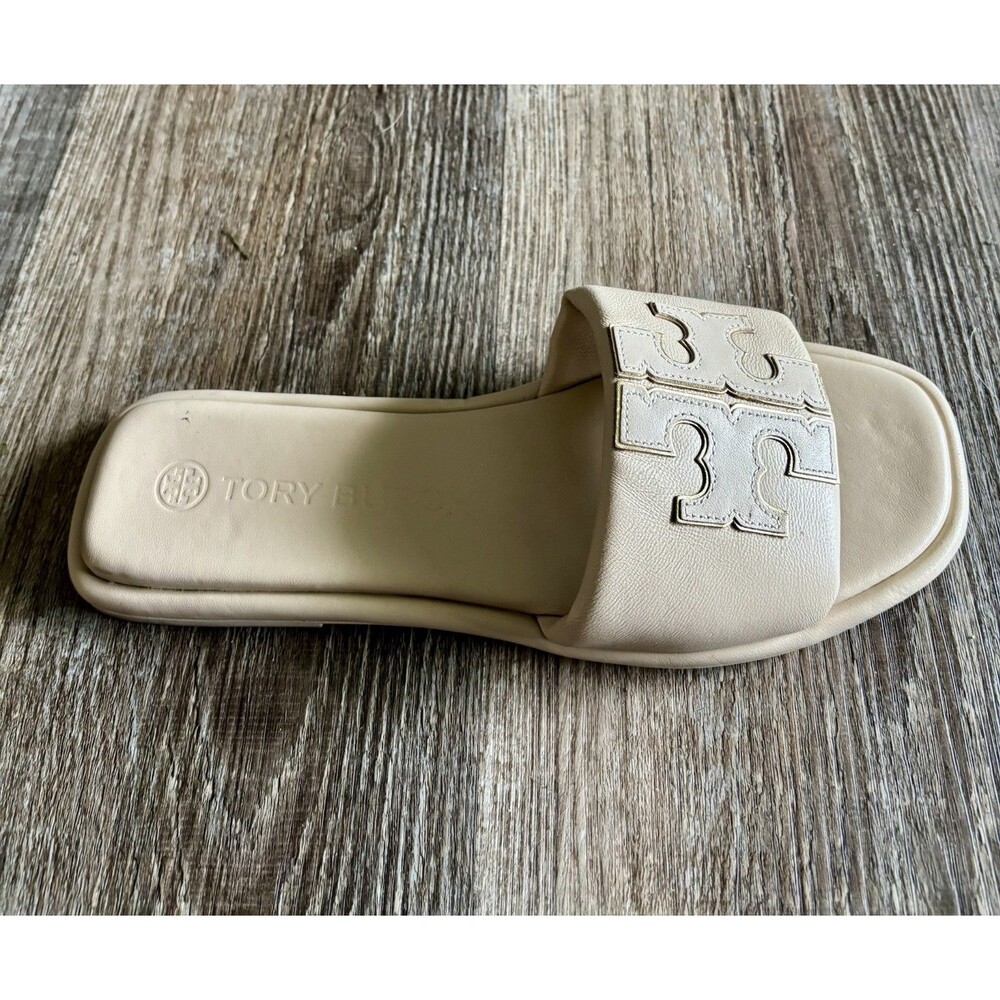 Tory Burch Double T Sport Cream Leather Logo Sandal RIGHT SHOE ONLY Size 9M - Picture 2 of 7